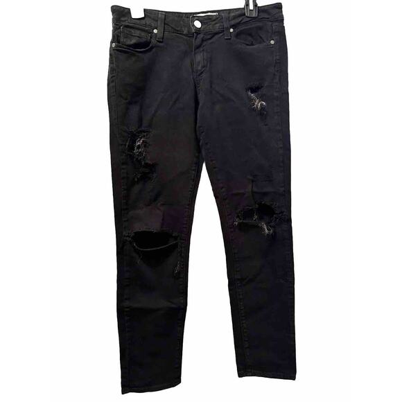 PAIGE Denim - Paige Black Denim Jeans Women’s Cropped Distressed 2000s Y2K Style Gothic